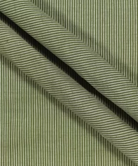 0.6m Green Stripe Handloom Mangalagiri Fabric