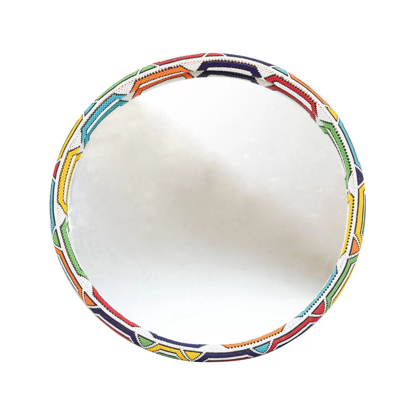 African Beaded Mirror Large | Diamond Design