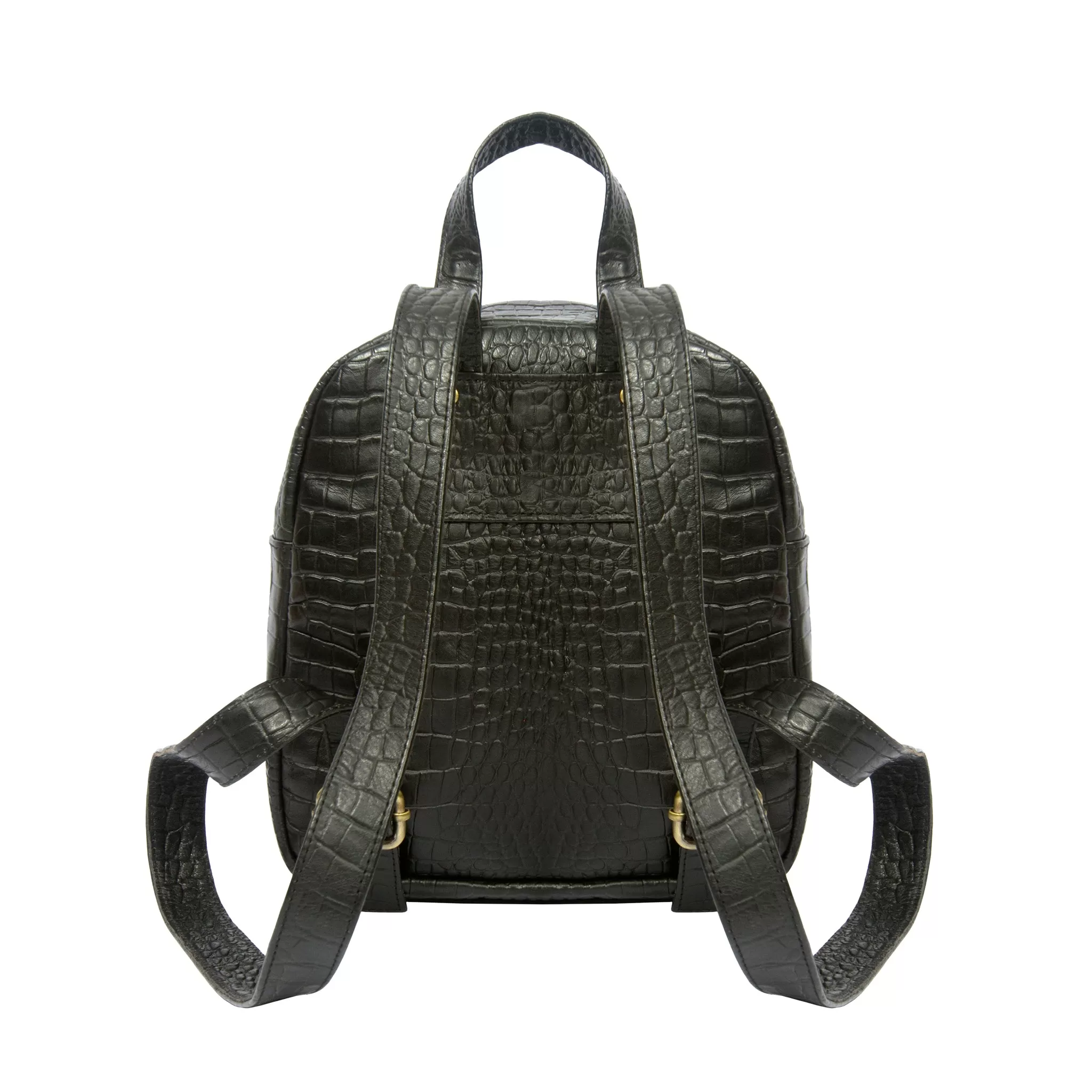 Aida-Crocodile Genuine Leather Backpack-Black