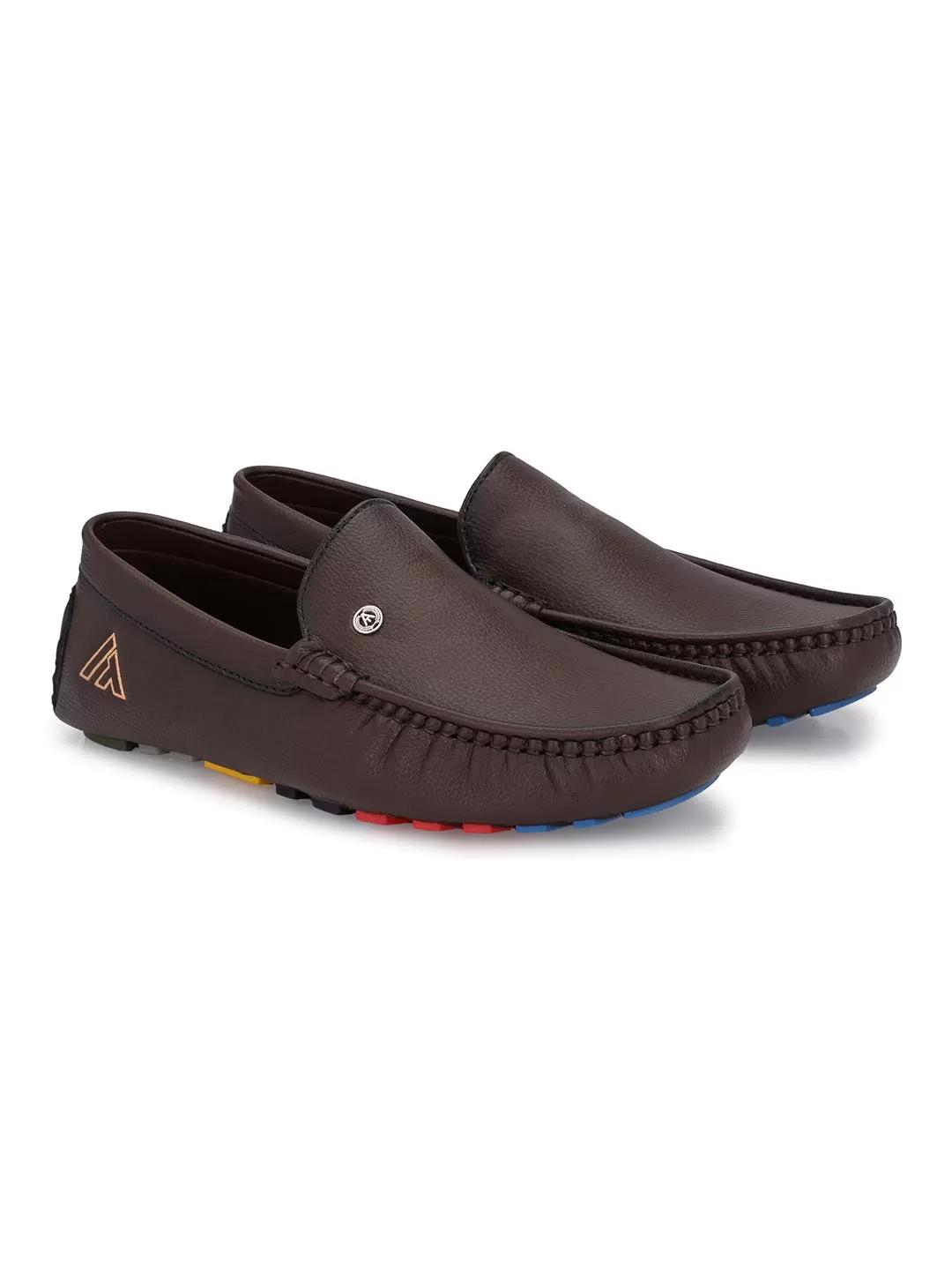 Alberto Torresi Mild Driver With Multi Color Silicon Sole Brown Loafers For Men