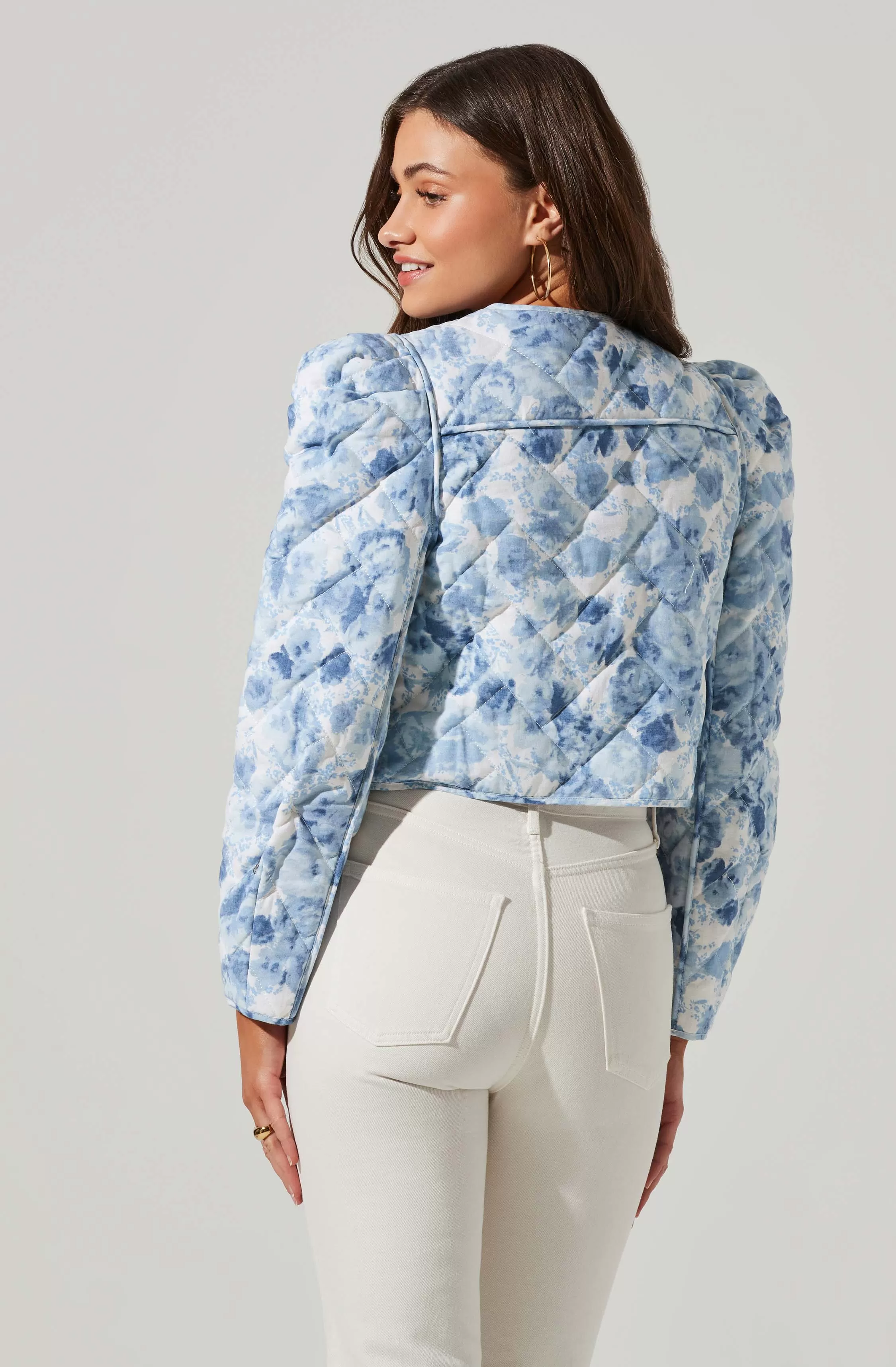 Alena Quilted Cropped Puff Sleeve Jacket