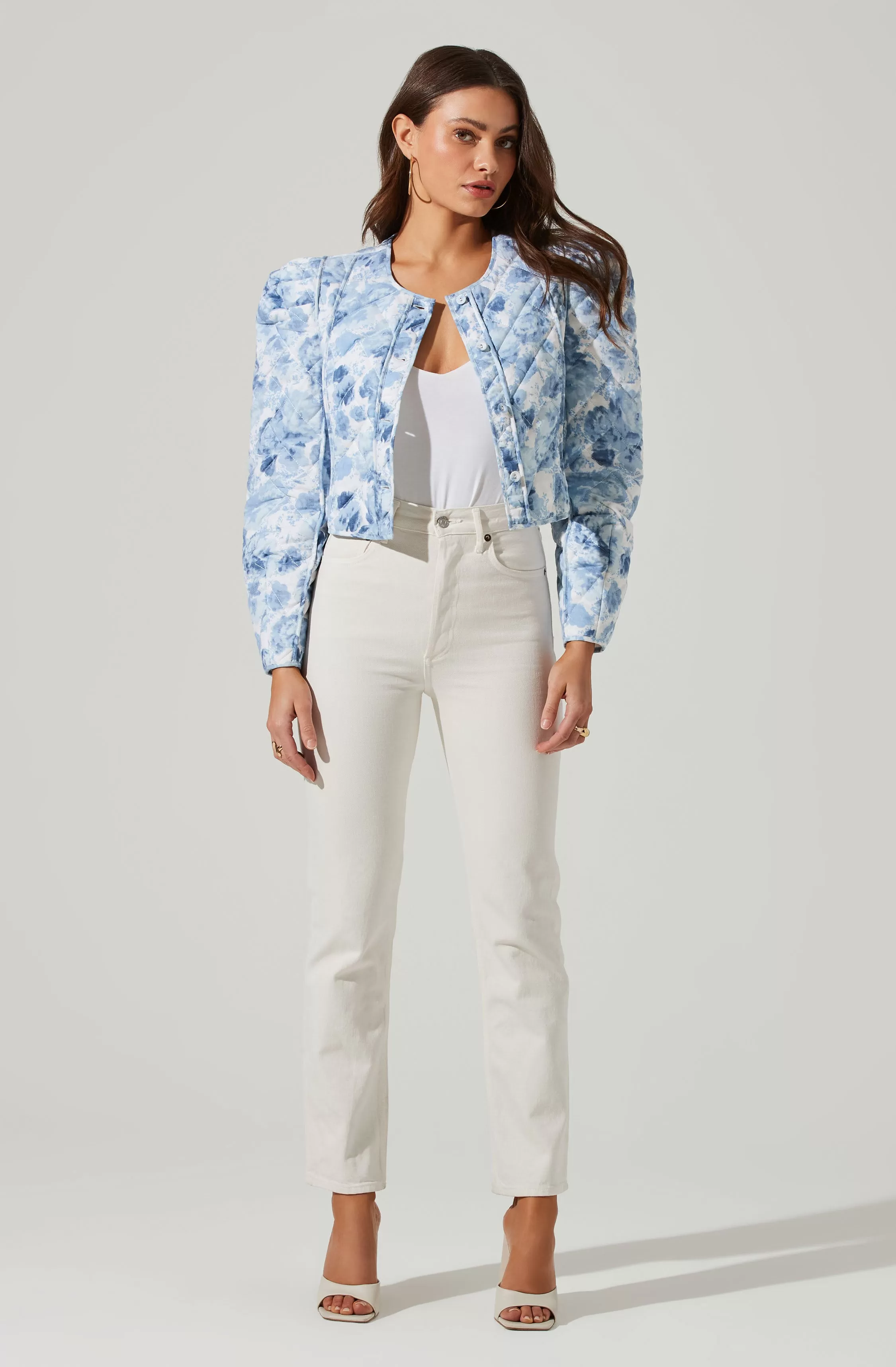 Alena Quilted Cropped Puff Sleeve Jacket