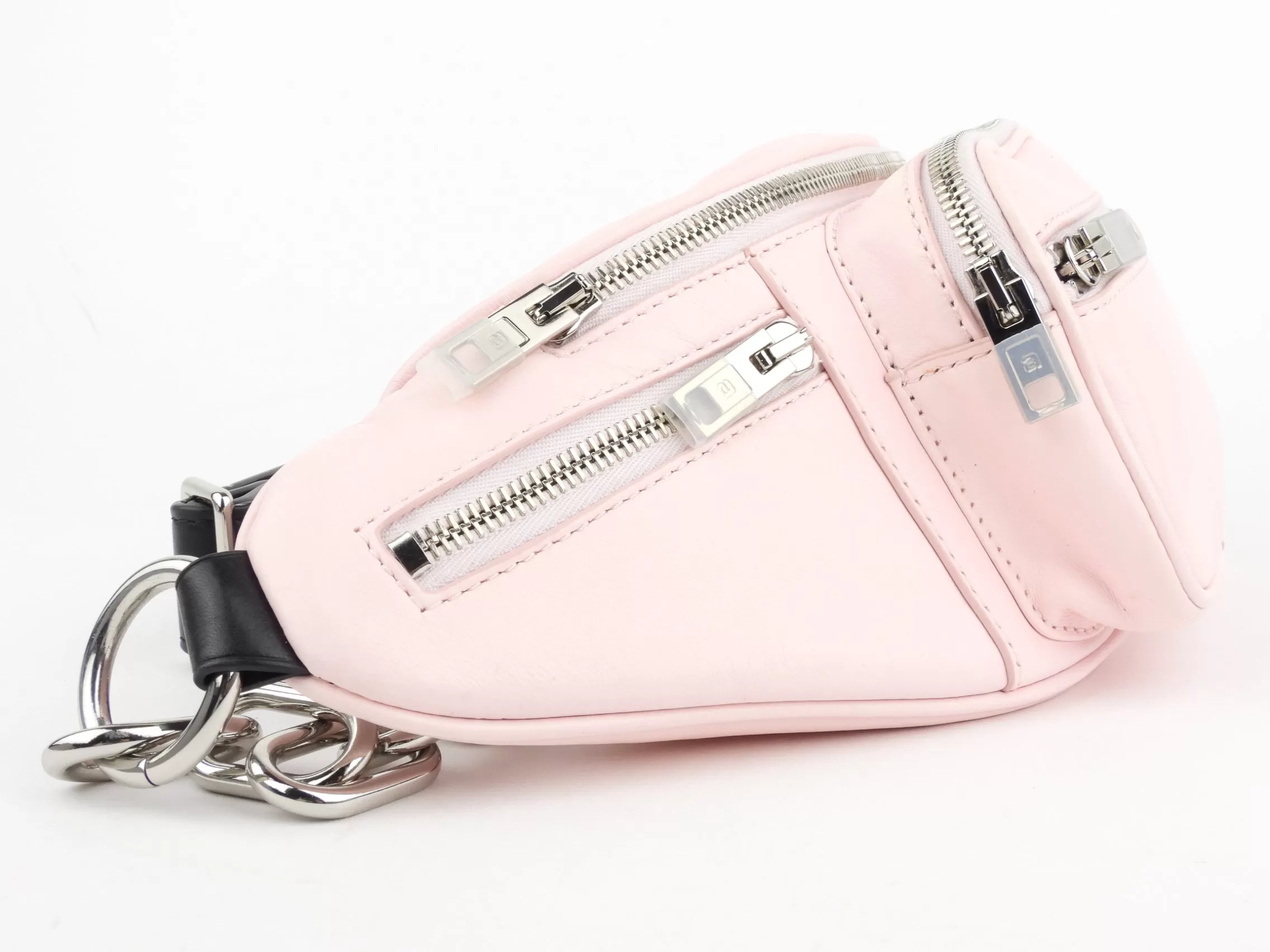 Alexander Wang Pink Leather Chain Zip Attica Fanny Pack Waist Bag