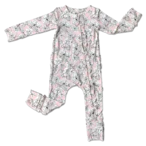 Allie Floral Bamboo Ruffle Convertible Snap Footie