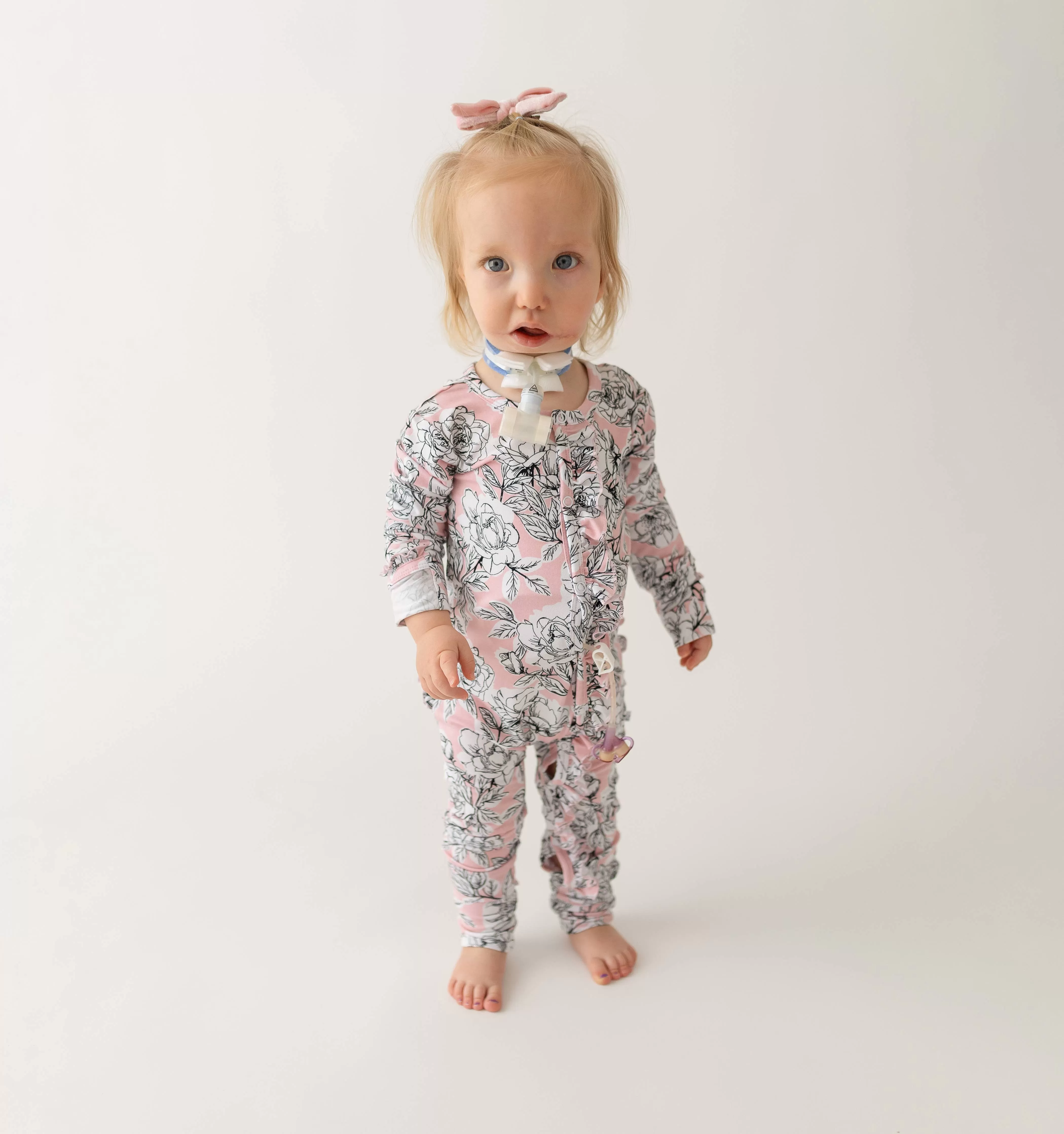 Allie Floral Bamboo Ruffle Convertible Snap Footie