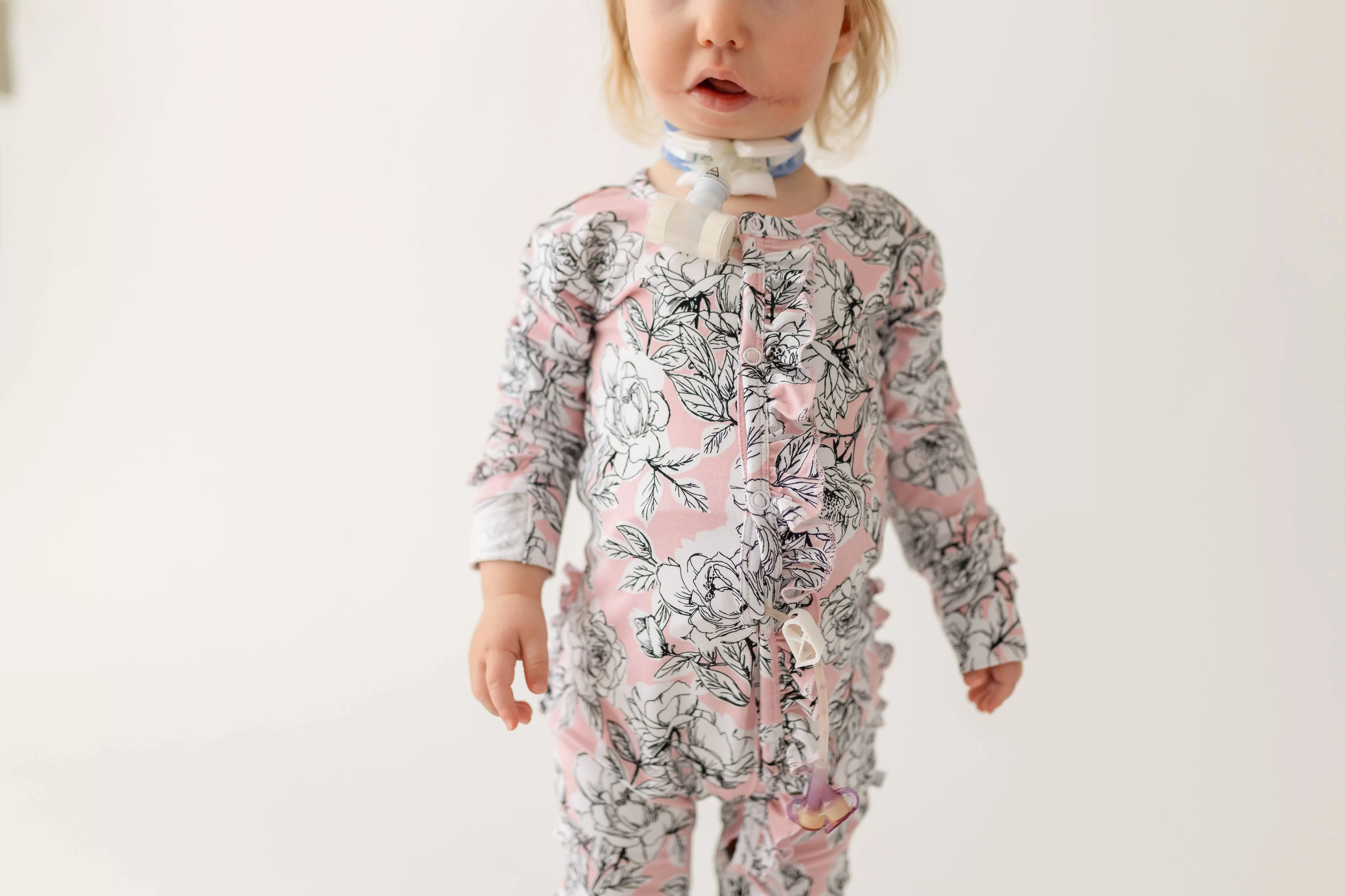 Allie Floral Bamboo Ruffle Convertible Snap Footie