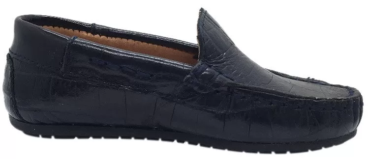 Andago by Venettini Boy's Blake Crocodile Leather Patent Back Slip On Moccasin Loafer