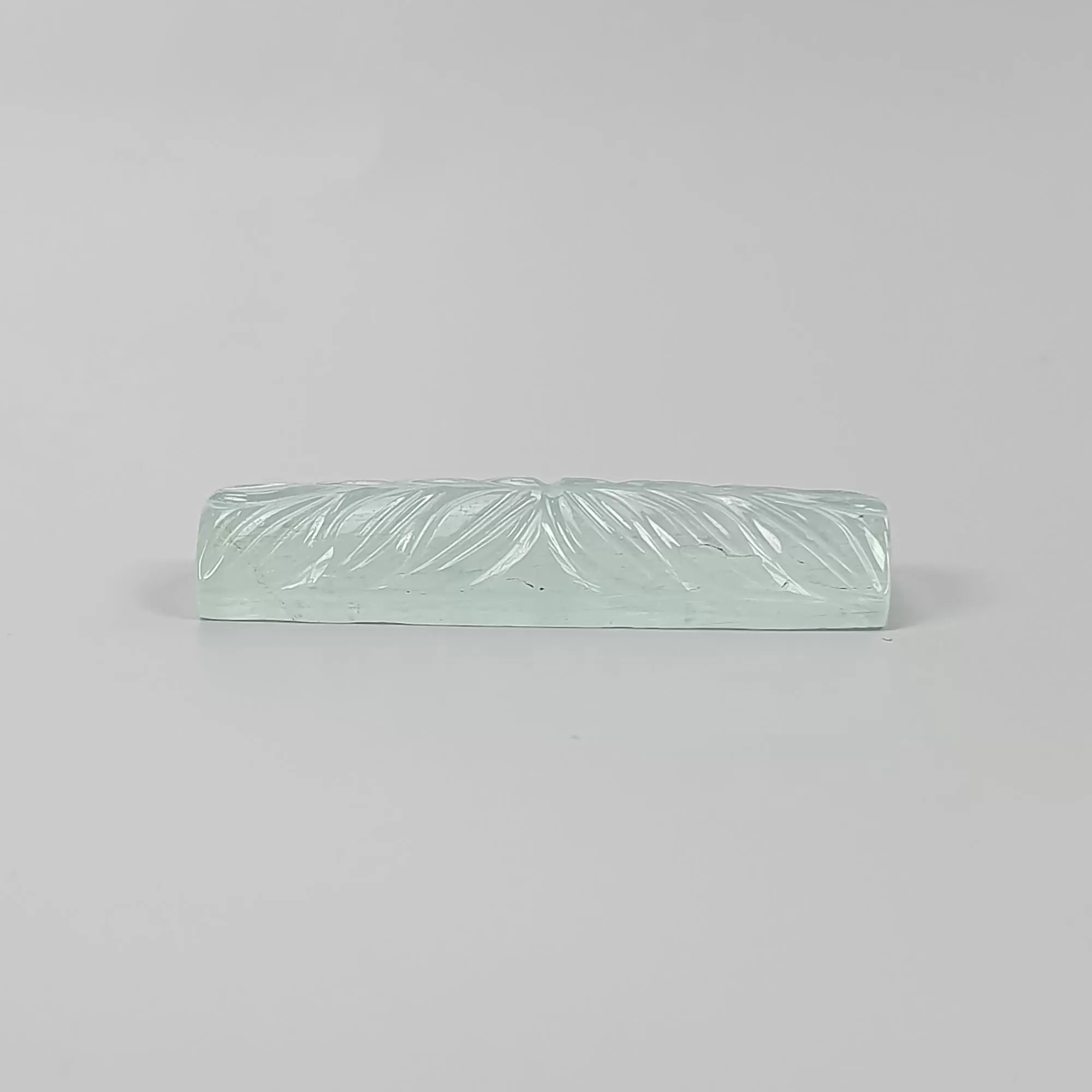 AQUAMARINE Gemstone Carving : 26.60cts Natural Untreated Blue Aquamarine Hand Carved Cushion Shape 37.5*12mm