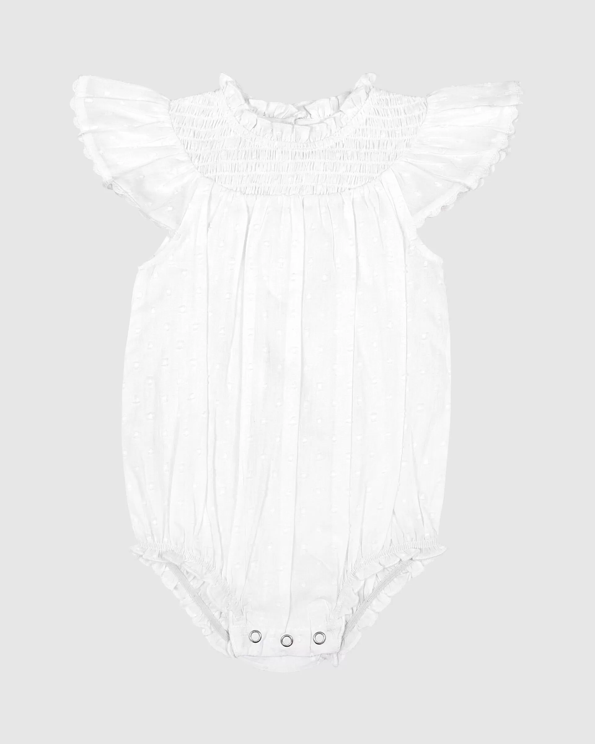 Aria Playsuit - White Dobby Ric Rac