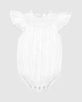 Aria Playsuit - White Dobby Ric Rac