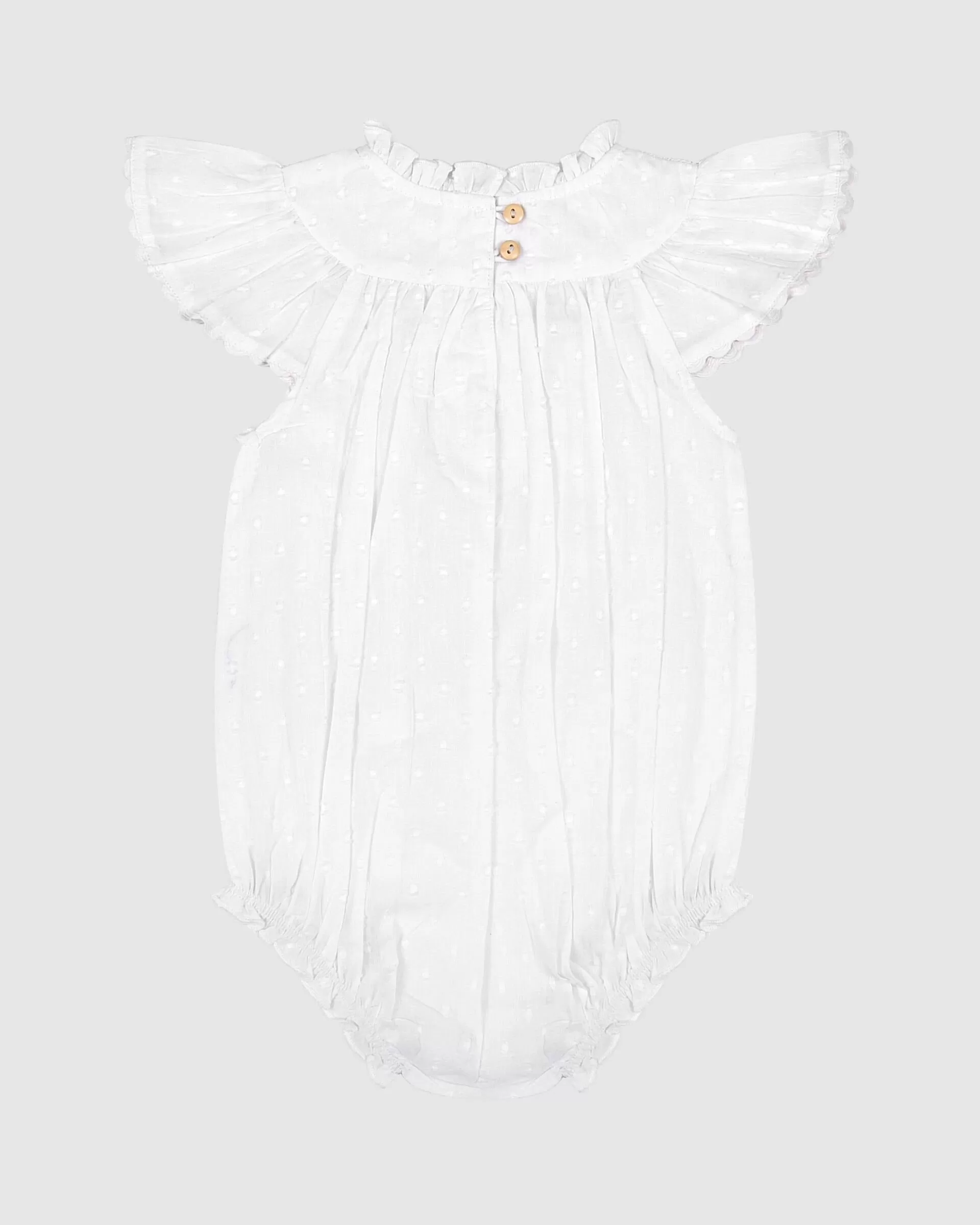 Aria Playsuit - White Dobby Ric Rac