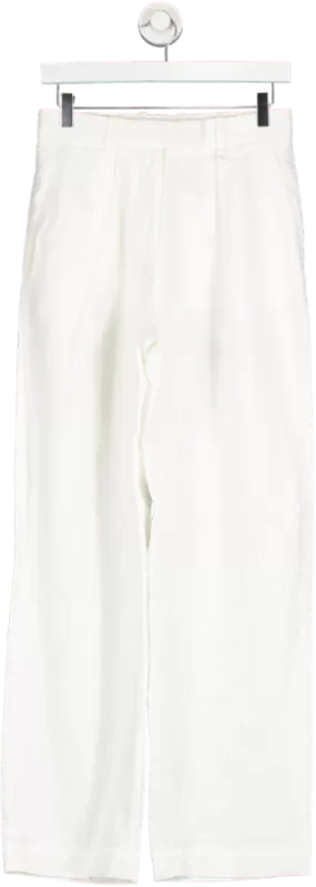 Arket White Linen Trousers UK 8