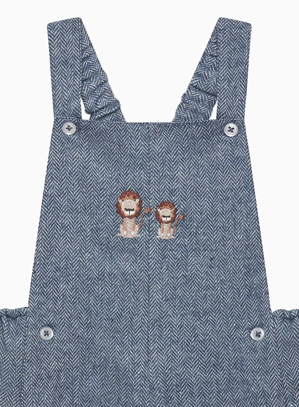 Baby Alfie Bib Shorts in Blue Herringbone