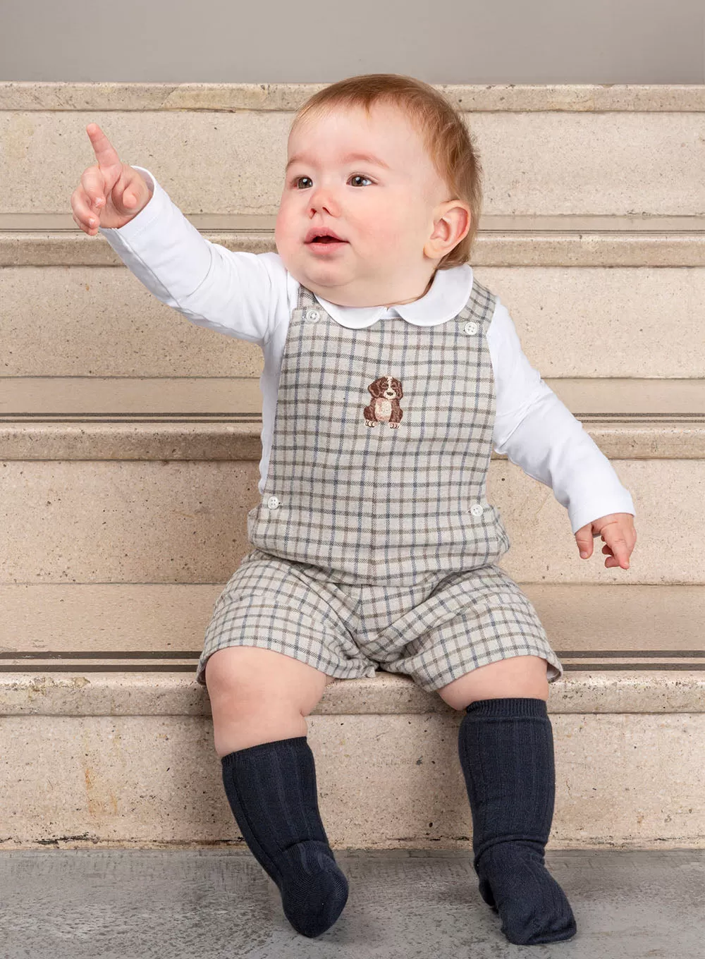 Baby Alfie Bib Shorts in Brown Check