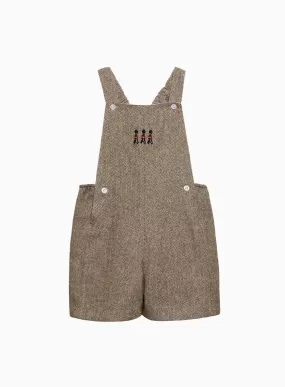 Baby Alfie Bib Shorts in Brown Herringbone