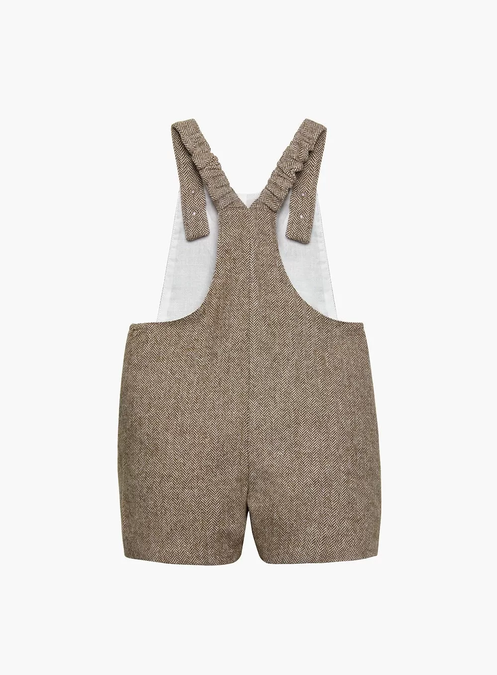 Baby Alfie Bib Shorts in Brown Herringbone