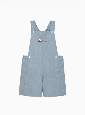 Baby Alfie Bib Shorts in Pale Blue Flannel