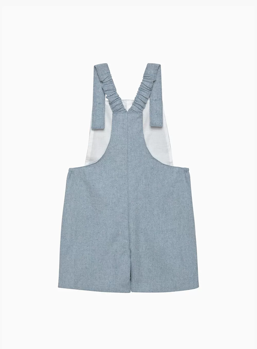 Baby Alfie Bib Shorts in Pale Blue Flannel