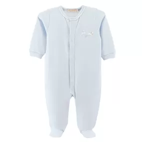 Baby Club Chic - Baby Blue Lamb Embroidered Footie