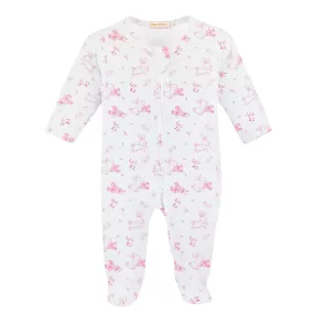 Baby Club Chic - Pink Baby Bunnies Zip Footie