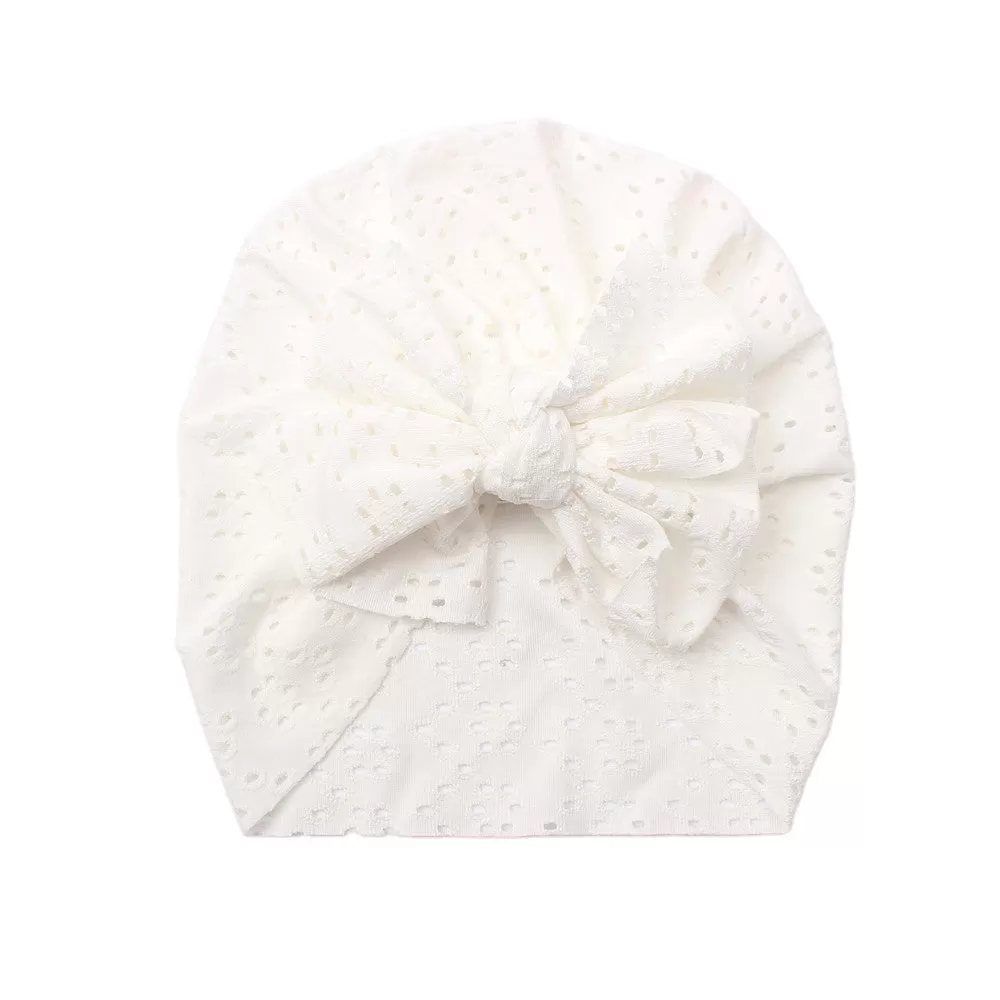 Baby Girl Honeycomb Turban — White