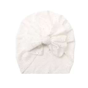 Baby Girl Honeycomb Turban — White