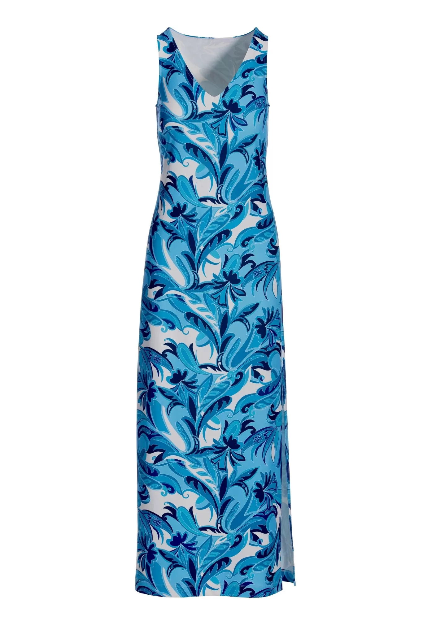 Beyond Travel Islamorada V Neck Maxi Dress Blue Multi