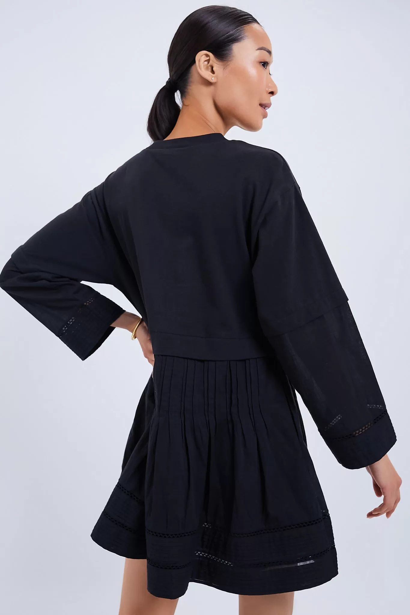 Black Renata Ramie Longsleeve Tunic Dress