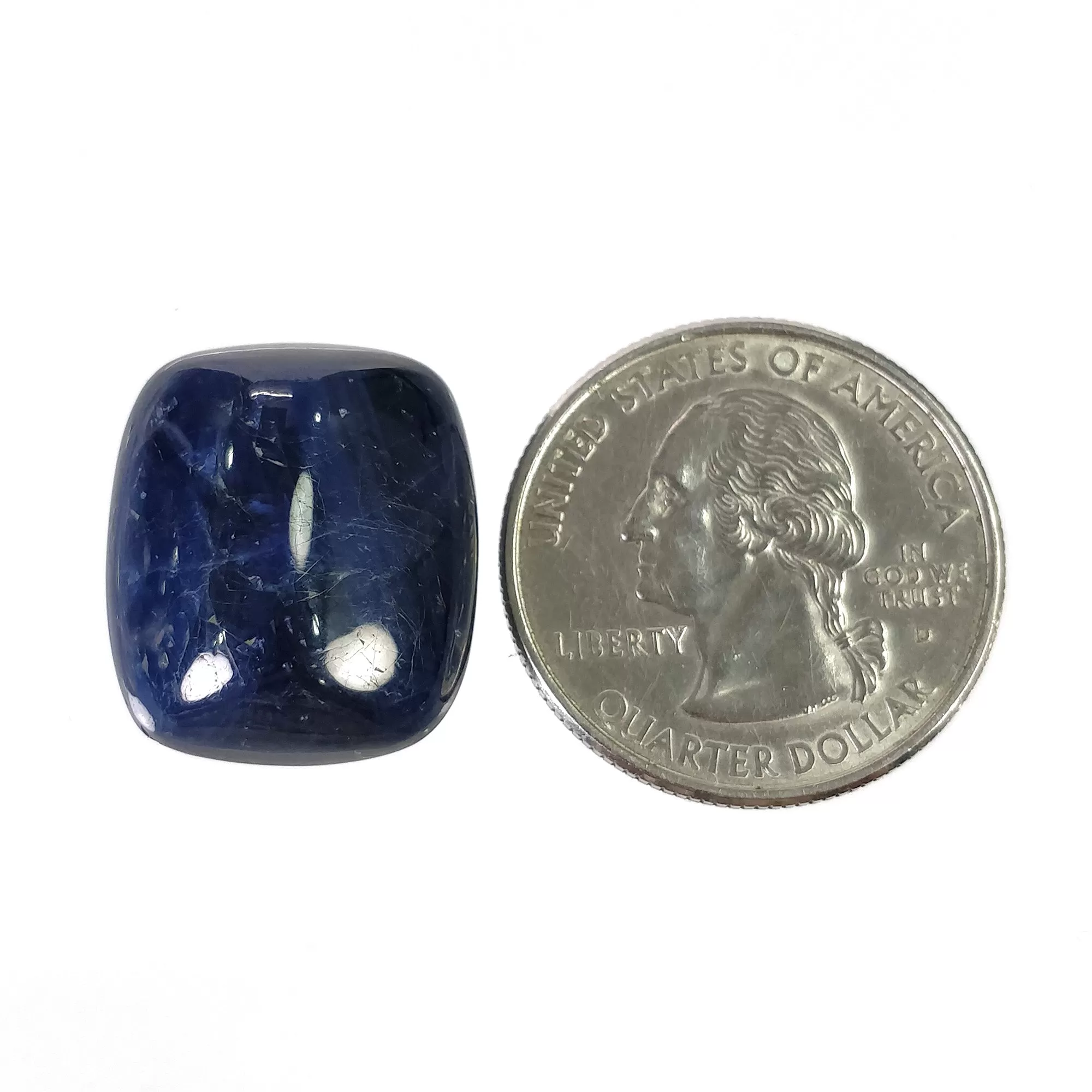 BLUE SAPPHIRE Gemstone Cabochon : 37.30cts Natural Untreated Unheated Sapphire Cushion Shape 20*18mm