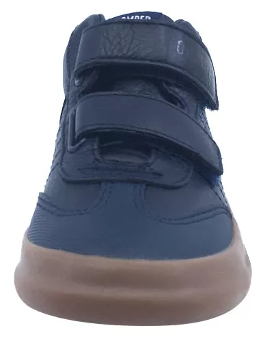 Camper for Boy's and Girl's Leather Hook and Loop Navy Caramel Hightop