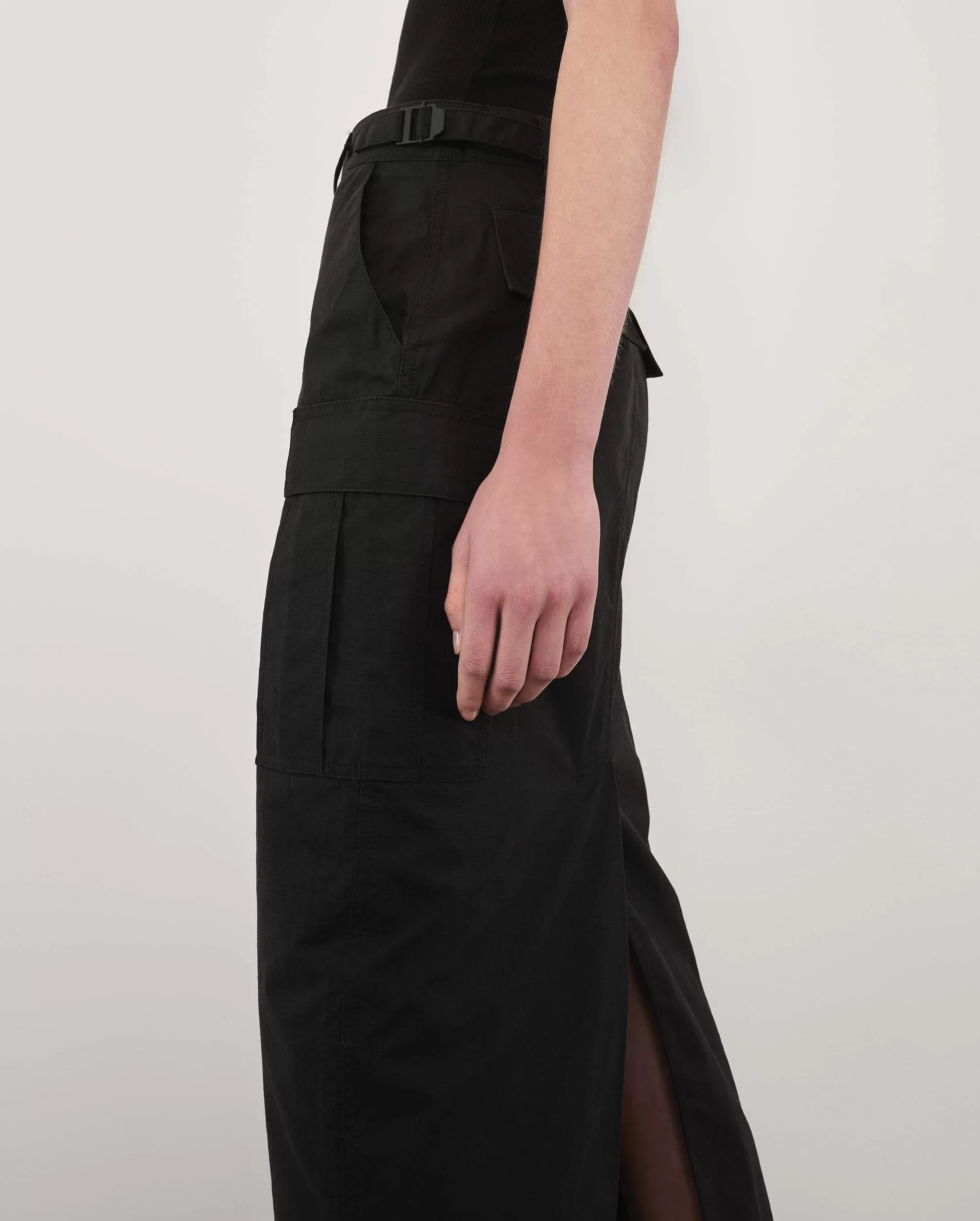 CARGO SKIRT MIDI / BLACK