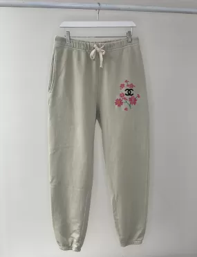 CC Floral Embroidery Fleece Sweatpants, Chalk