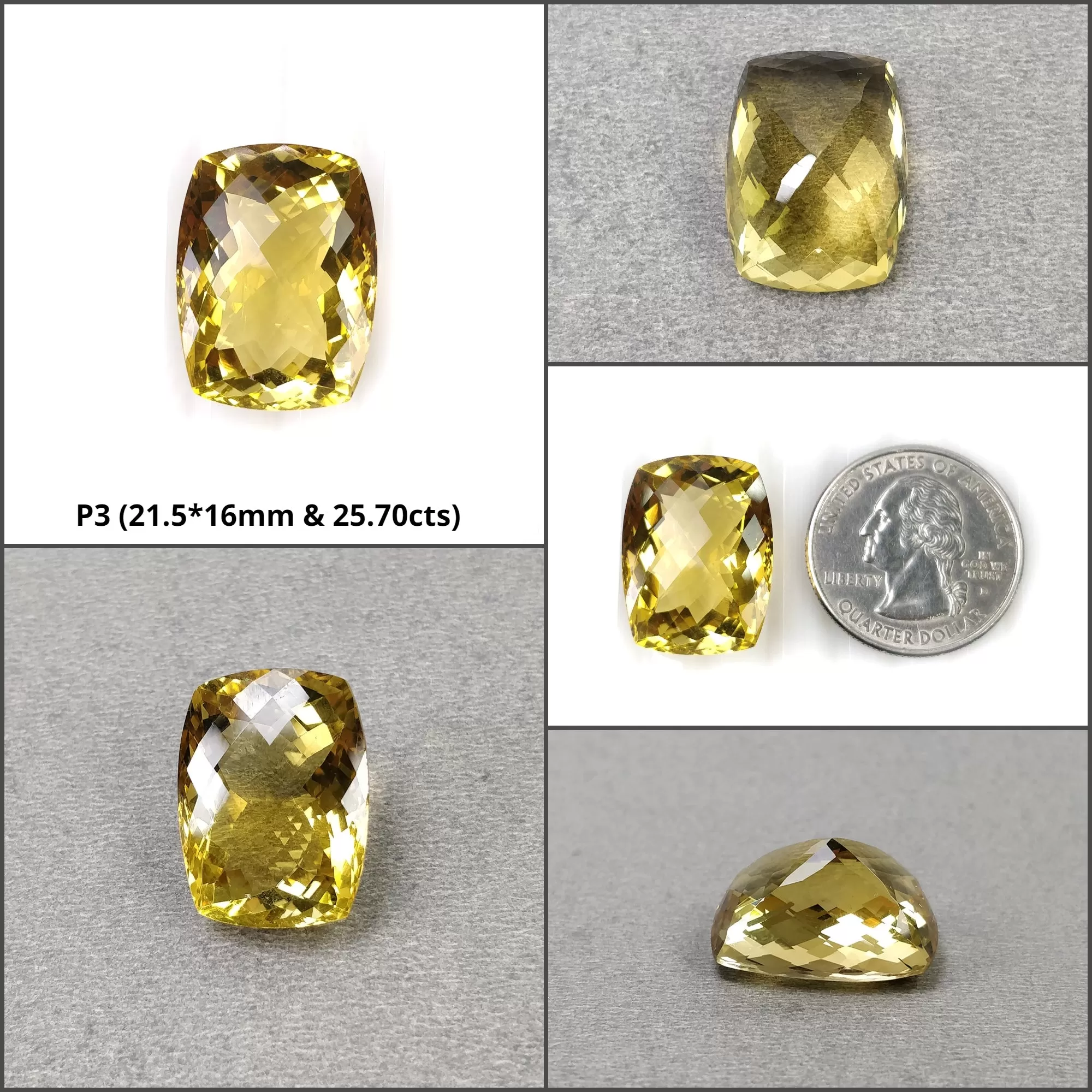 CITRINE Gemstone Checker Cut : Natural Untreated Unheated Yellow Citrine Cushion And Oval Shape