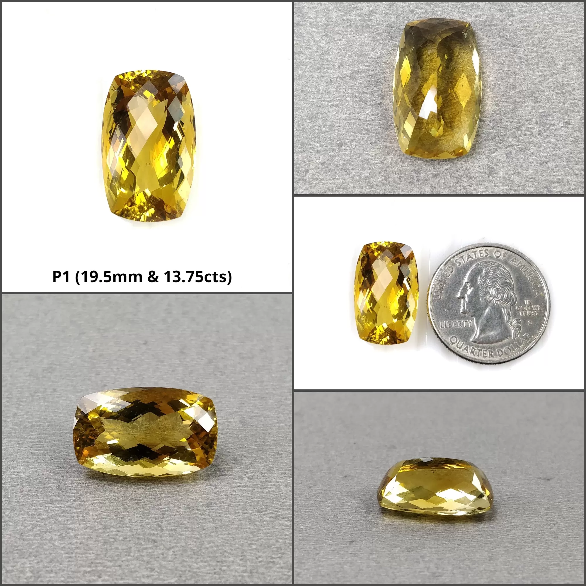 CITRINE Gemstone Checker Cut : Natural Untreated Unheated Yellow Citrine Cushion And Oval Shape