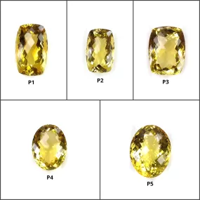 CITRINE Gemstone Checker Cut : Natural Untreated Unheated Yellow Citrine Cushion And Oval Shape