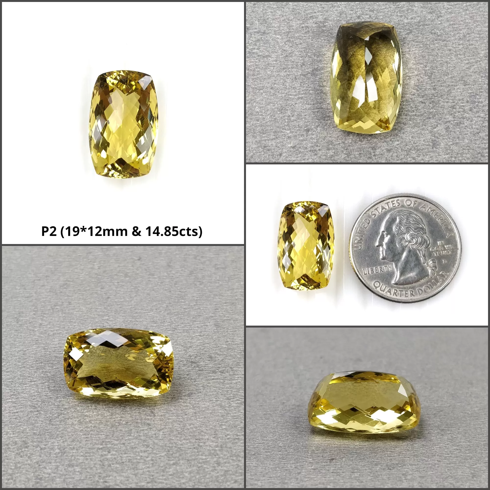 CITRINE Gemstone Checker Cut : Natural Untreated Unheated Yellow Citrine Cushion And Oval Shape