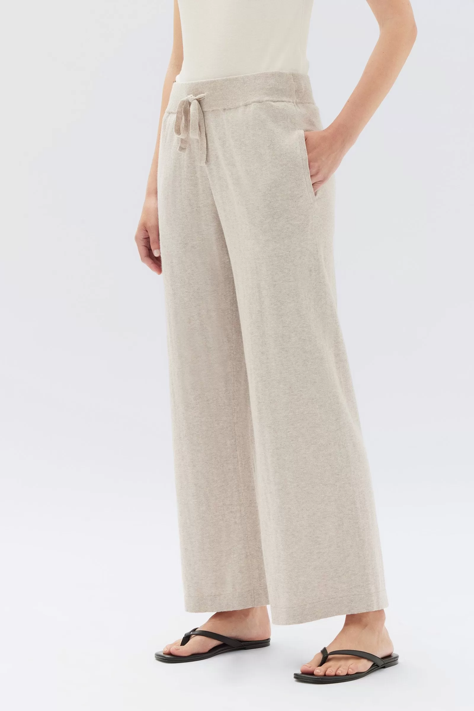 Cotton Cashmere Wide Leg Pant