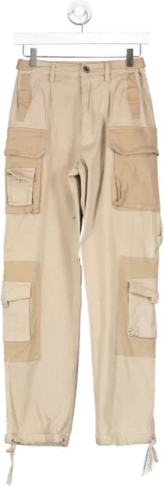 Couture Beige High Waist Cargo Trousers UK 6