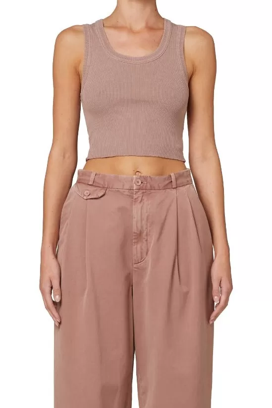 Cropped Poppy Tank - Dusty Mauve