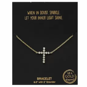 Cross CZ Pave Gold Dipped Chain Bracelet