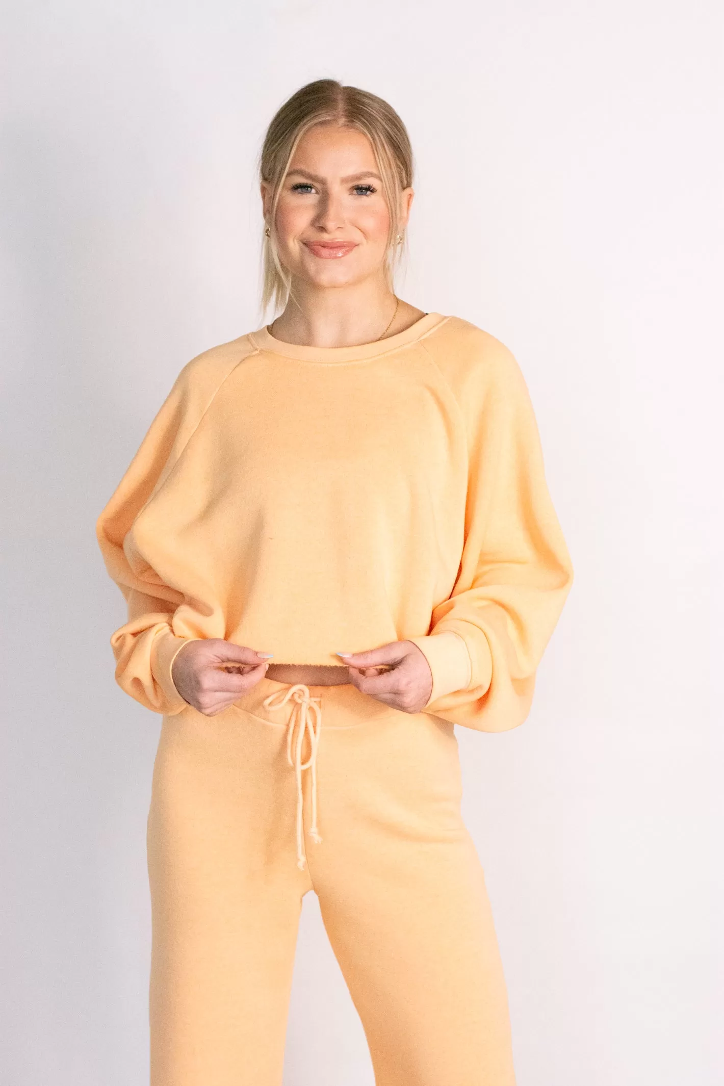 Cuddly Darling Orange Cropped Sweatshirt Top