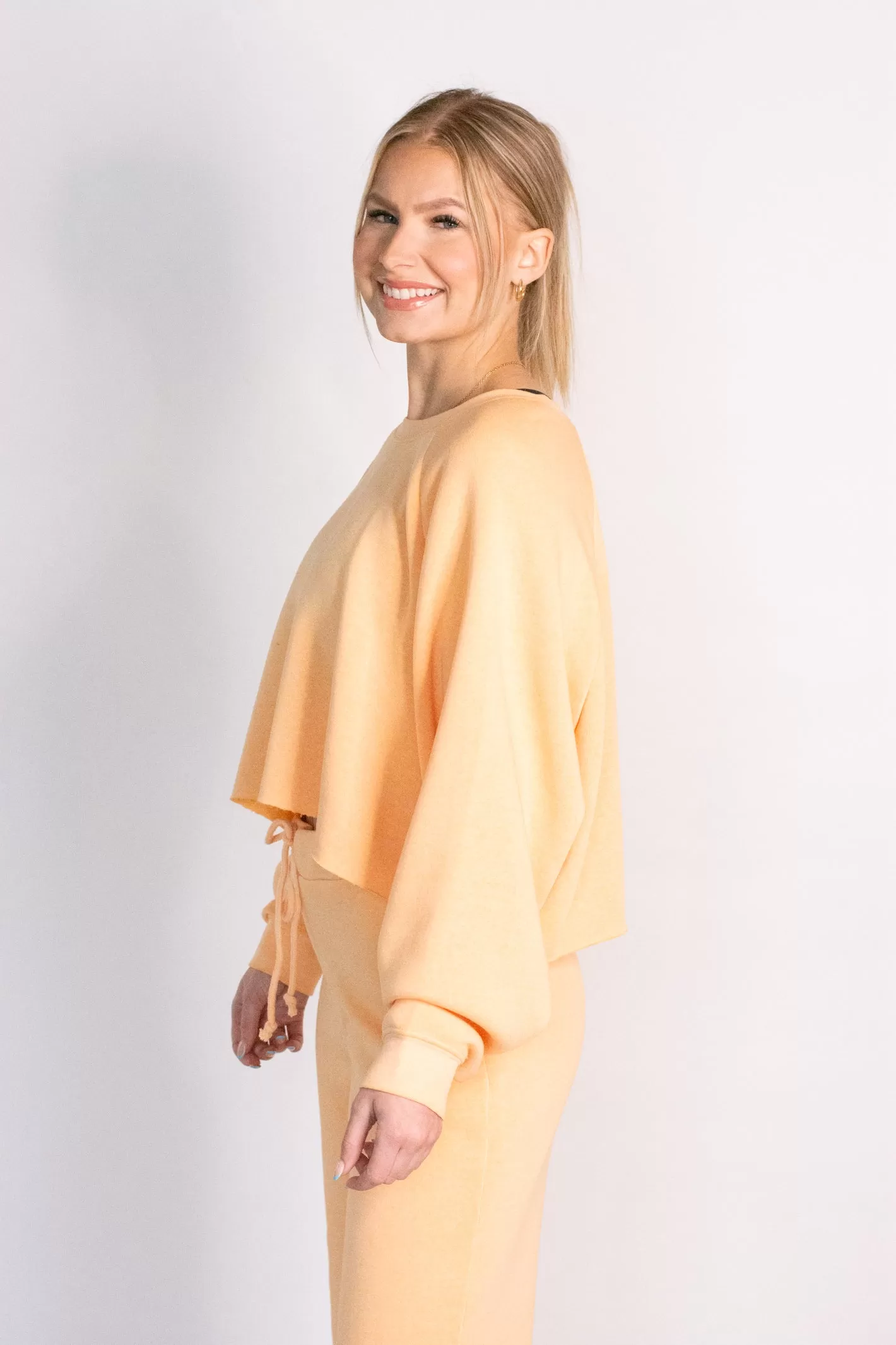 Cuddly Darling Orange Cropped Sweatshirt Top