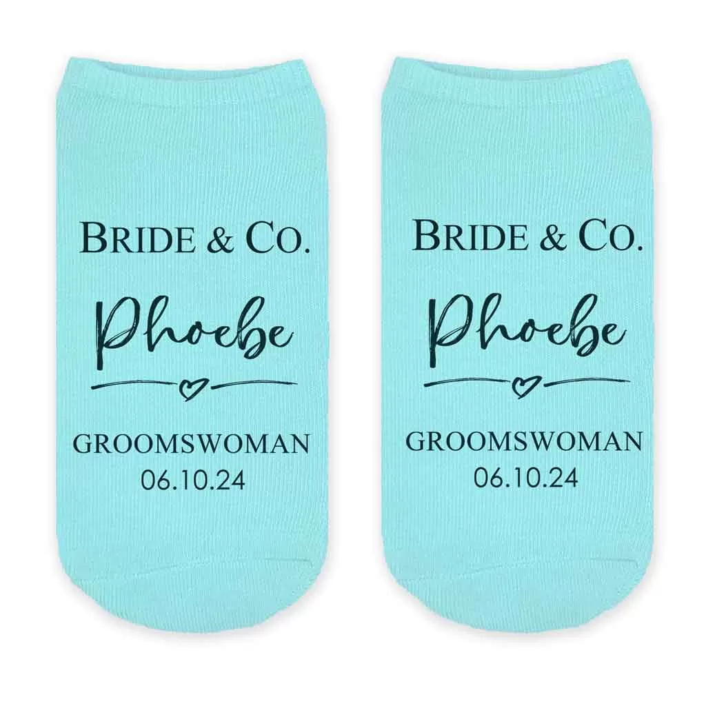 Custom Bridal Party Wedding Socks, Bride's Something Blue