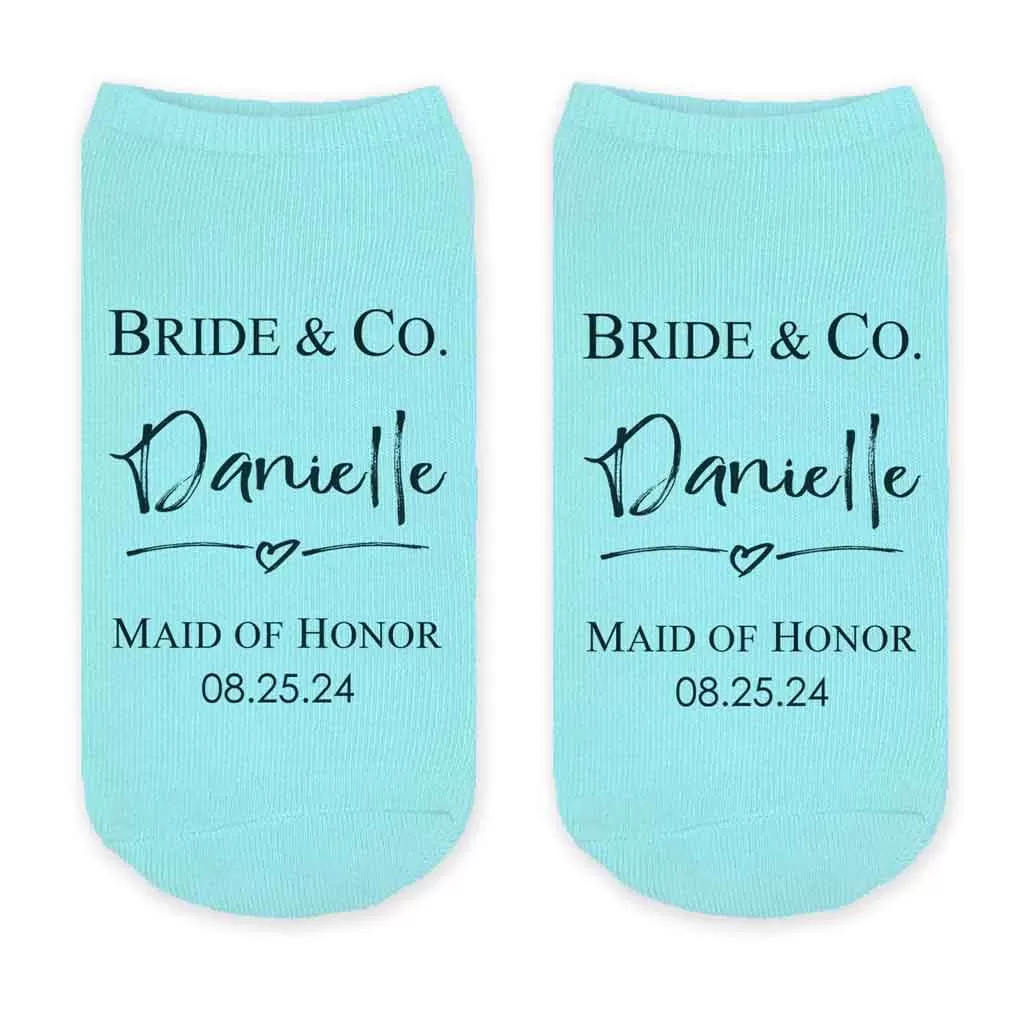 Custom Bridal Party Wedding Socks, Bride's Something Blue