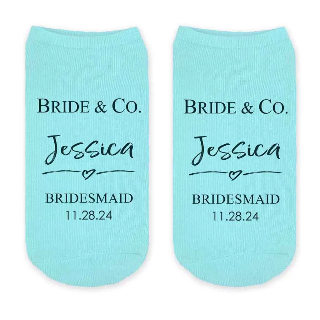 Custom Bridal Party Wedding Socks, Bride's Something Blue