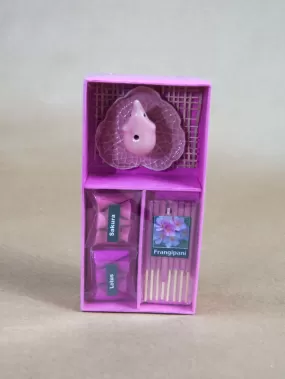 Elephant Incense Set with Lotus, Sakura and Frangipani