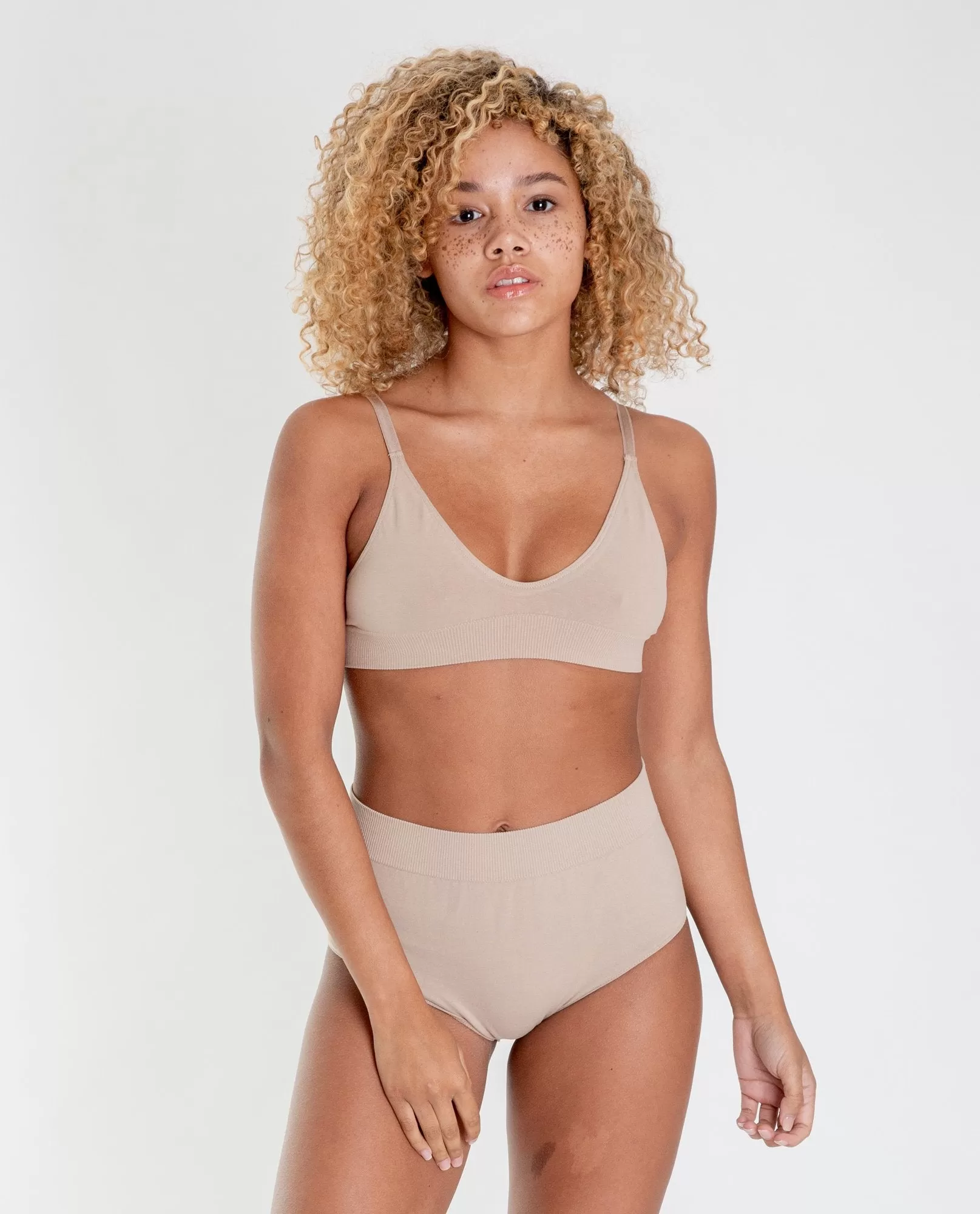 Endija Organic Cotton High Waisted Briefs In Sand