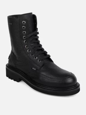 Ezok Black Lace-ups Leather Boot For Men