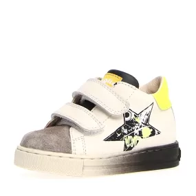 Falcotto Boy's and Girl's Selty Fashion Sneakers, Dark Grey/Milk/Yellow Fluo