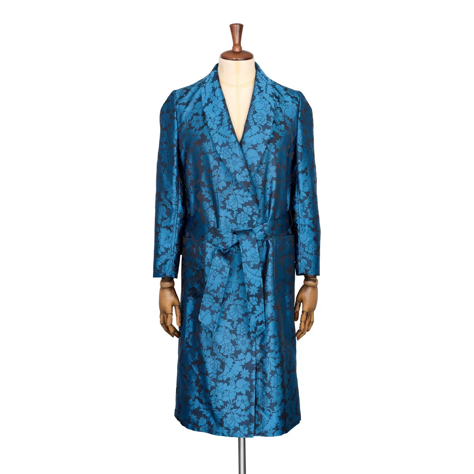 Fox Silk Baroque Lounge Gown in Bright Blue